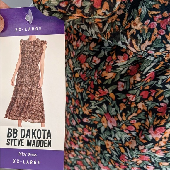 BB Dakota Steve Madden Chiffon Floral Lightweight Flowy Dress Size XXL NWT - Picture 6 of 9